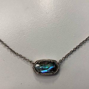 Kendra scott silver necklace with marble gem